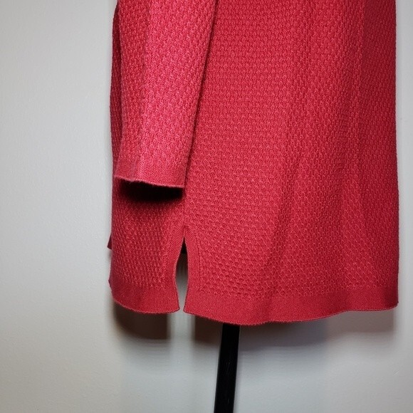 J. Jill Carmine Red Waffle Knit Crewneck Tunic Sweater Size S - Picture 4 of 8